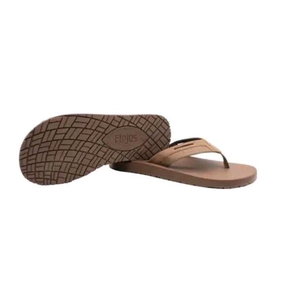 Flojos Men's Flip Flop Sandals, Tan, Size 9 Memory Foam Thong Comfort Shoe NEW - Picture 6 of 9
